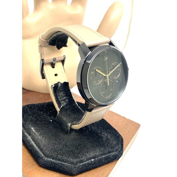 Movado Men's Watch 3600719 Swiss Quartz Chronograph Black Dial Leather Band 42mm - Picture 2 of 14